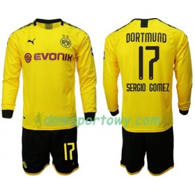 Koszulka Borussia Dortmund Sergio Gomez 17 Dziecięcy Domowe Koszulki Piłkarskie 2019-2020 Długi Rękaw
